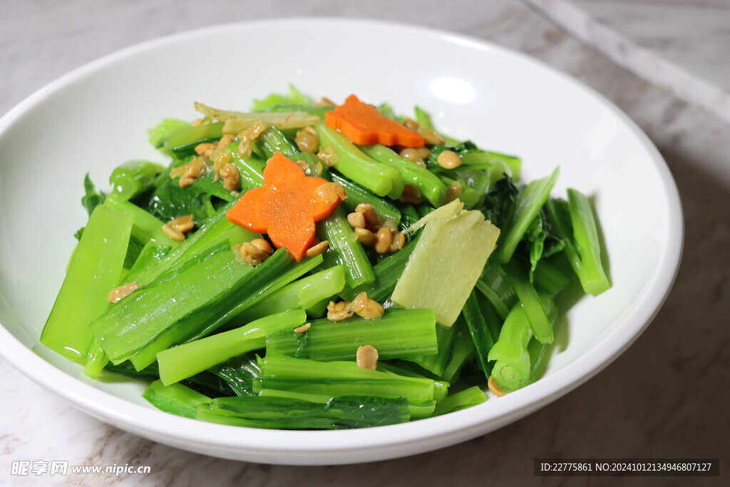 粤式菜品鱼露豆酱炒春菜