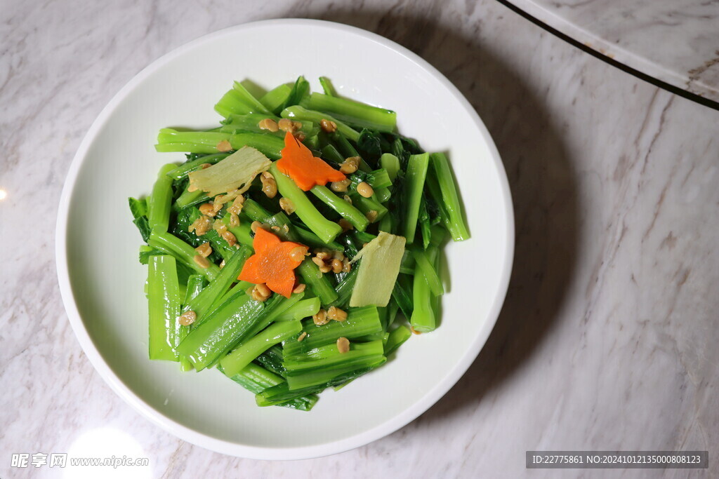 粤式菜品鱼露豆酱炒春菜