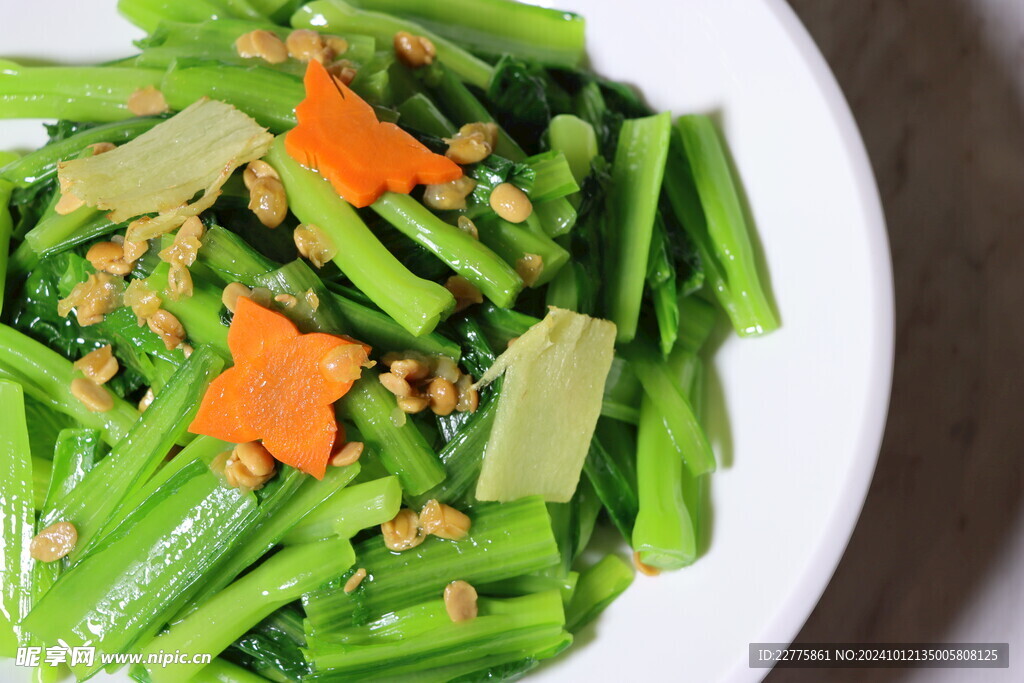 粤式菜品鱼露豆酱炒春菜