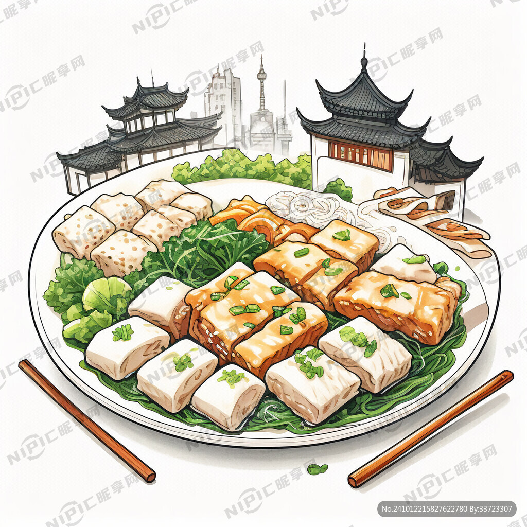 上海小吃插图 画风清新 素雅