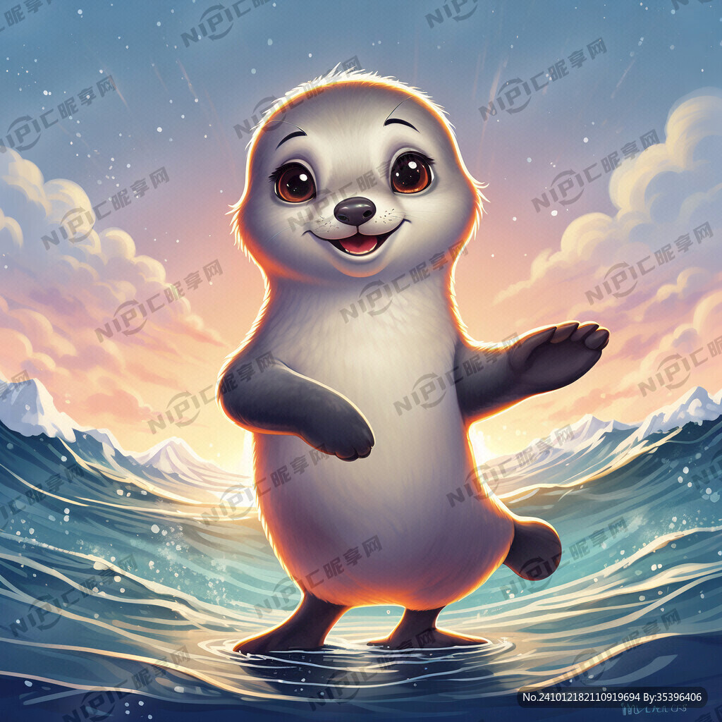 海豹 卡通 可爱