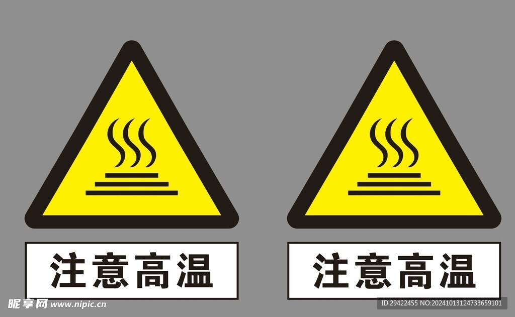 注意高温 安全提示牌 标识