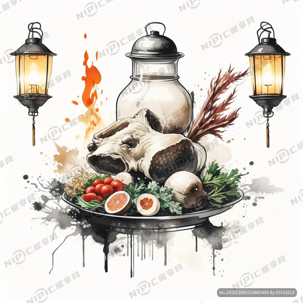 牛大骨火锅宣传画 灯箱