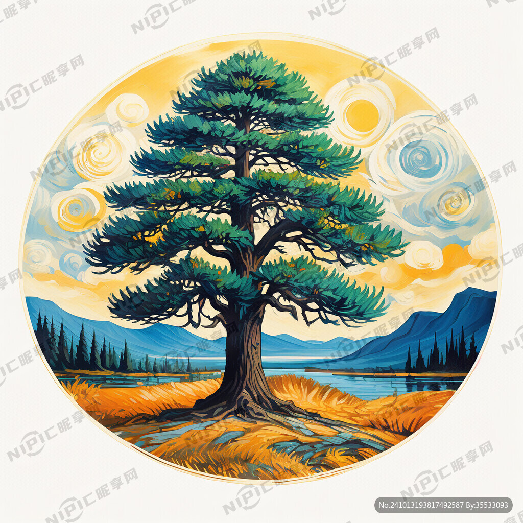 AI创作图可爱圆形松树nipic.com-昵图网