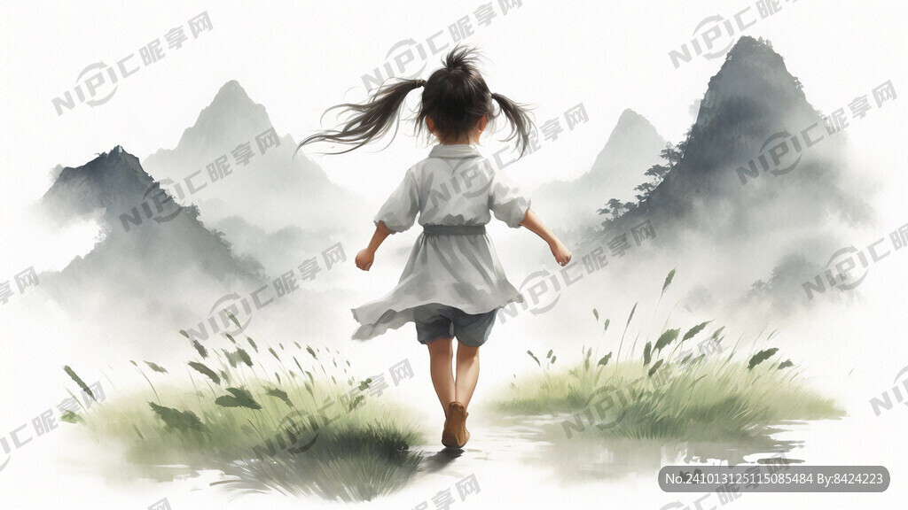 在阳光下成长 中国小女孩 背影