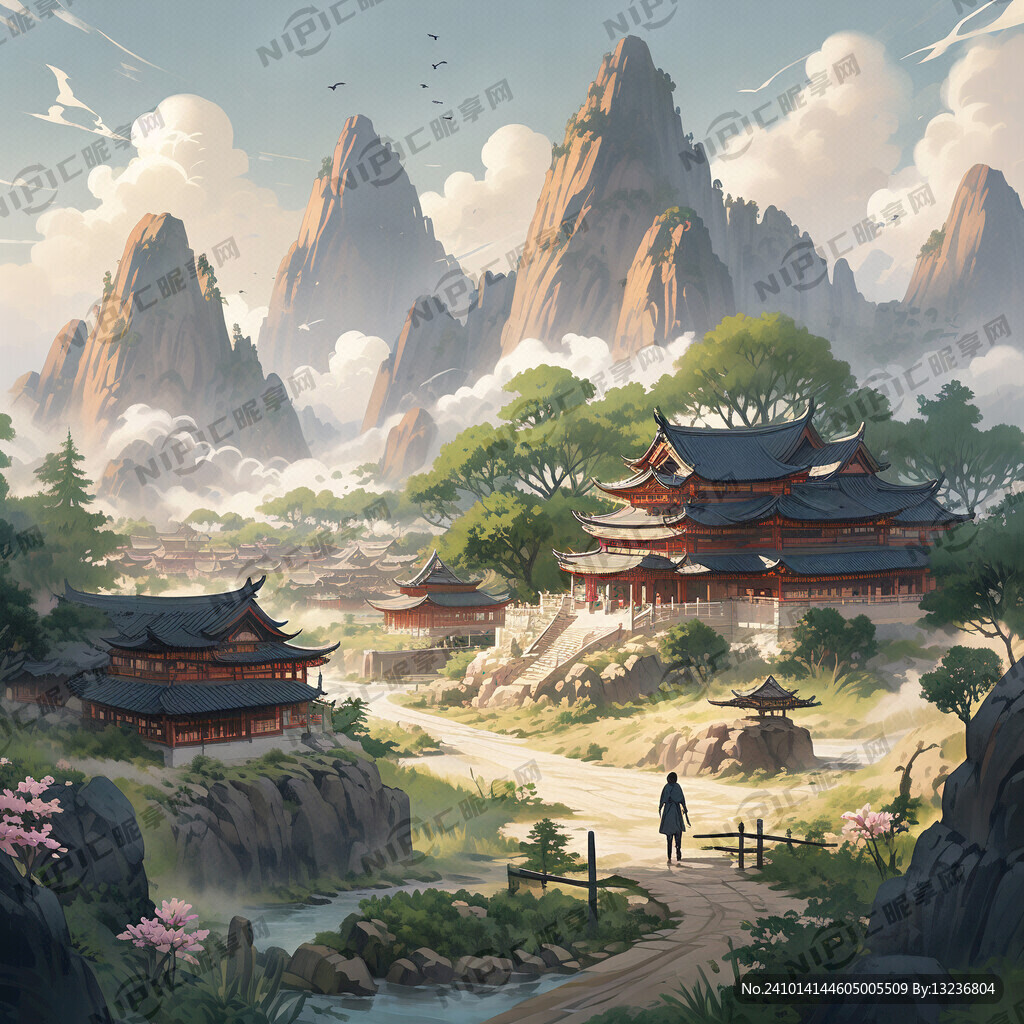 农村房屋环境   插画