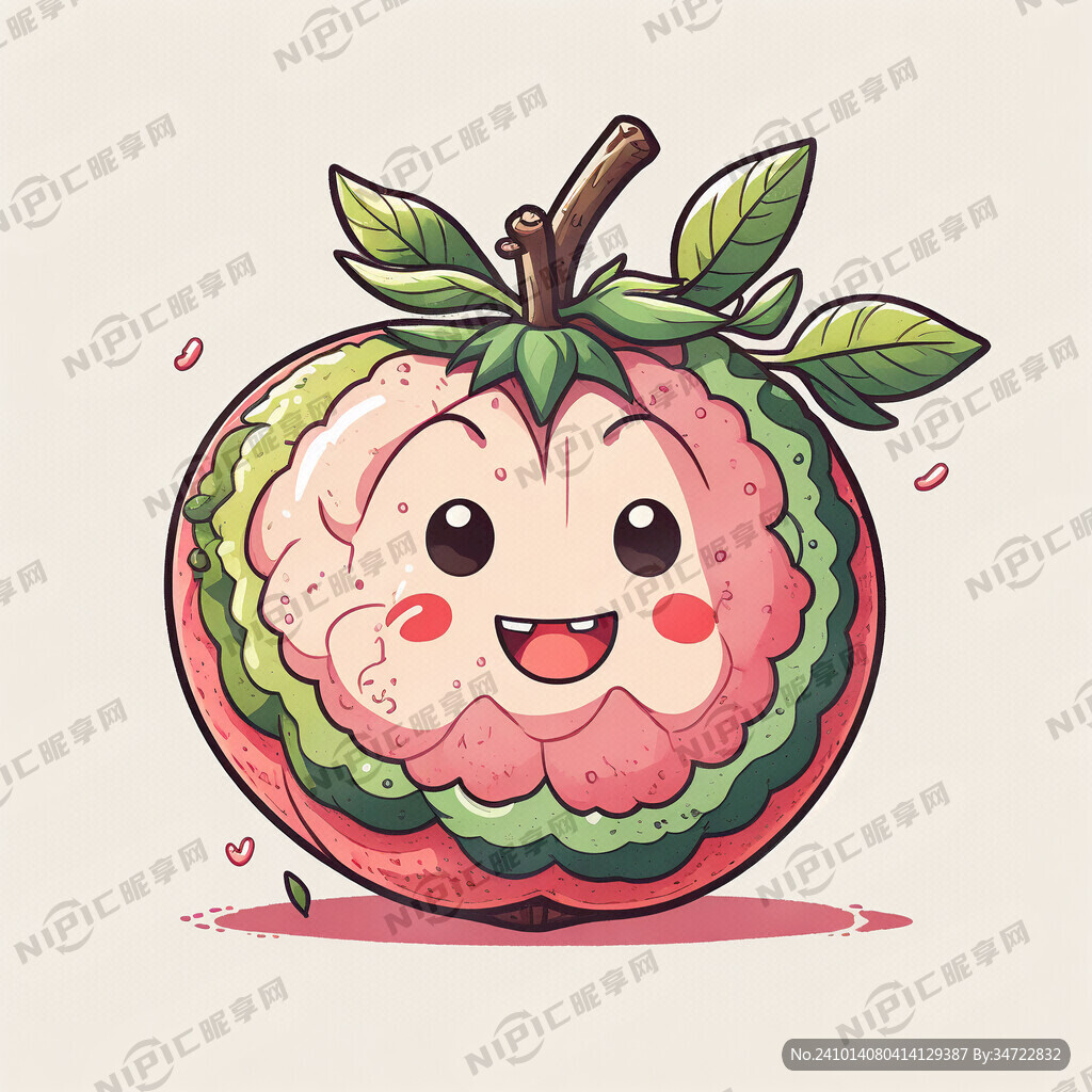 卡通超可爱纯色番石榴 动画风