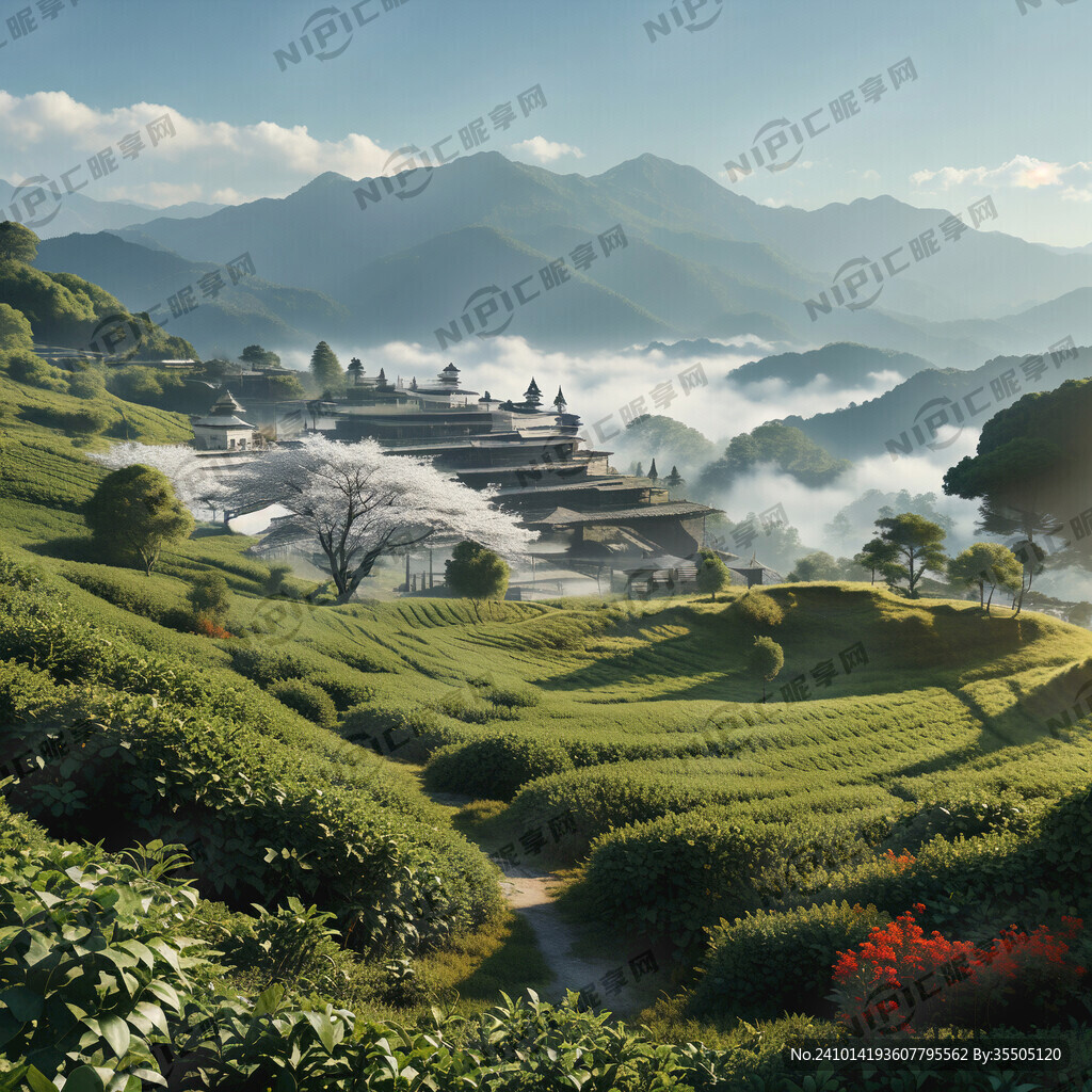 以茶园 山峦 元素生成
