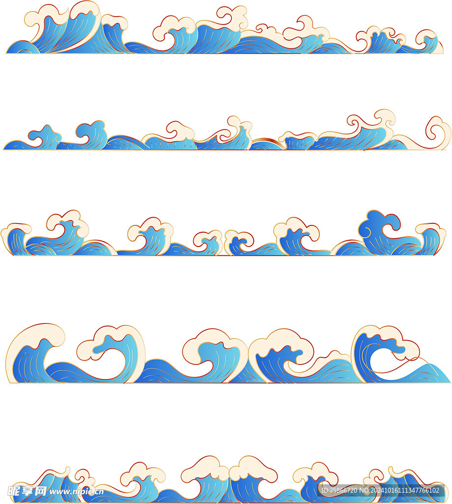海浪 蓝色 卡通