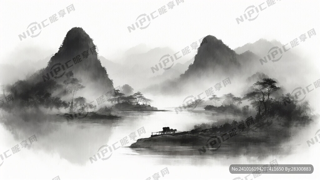 生成一张 惠州 山水的水墨图片