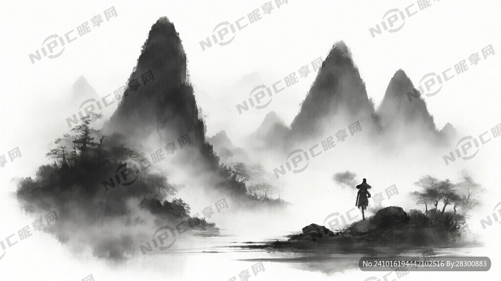 生成一张 清朝人 玩山玩水