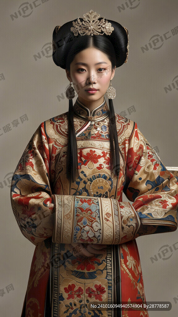 身穿满族宫廷服饰的女子
