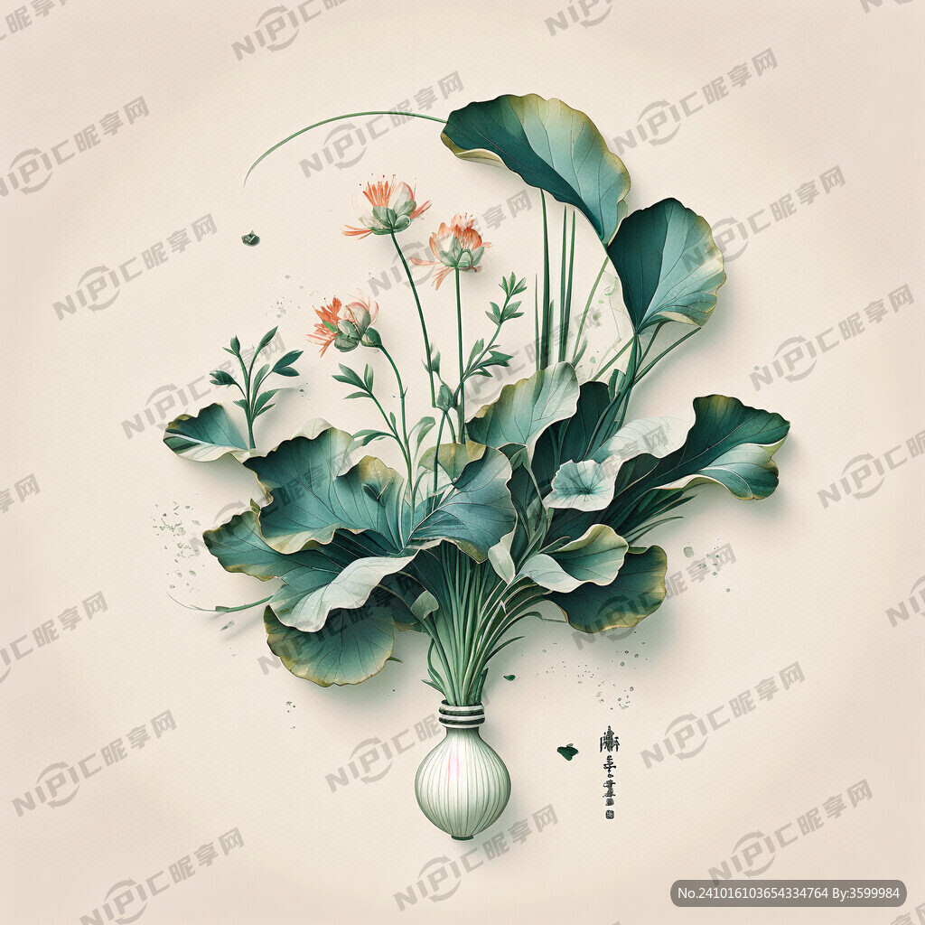 水草 一枝花苞 简约国风