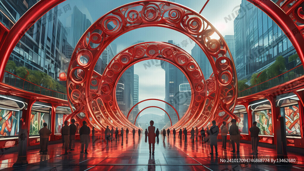 圈形态落地 拱门 网红装置