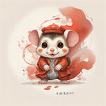 十二生肖，子鼠，国潮风，中国风，插画，震撼，色彩艳丽