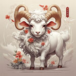 十二生肖，未羊，喜庆，国潮风，中国风，插画，震撼，色彩艳丽