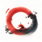 水墨烟圈，喜庆，国潮风，中国风，插画，震撼，色彩艳丽