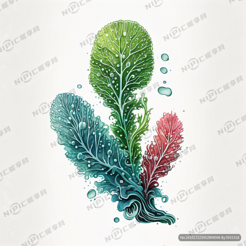 泡叶藻 海藻叶子 矢量图