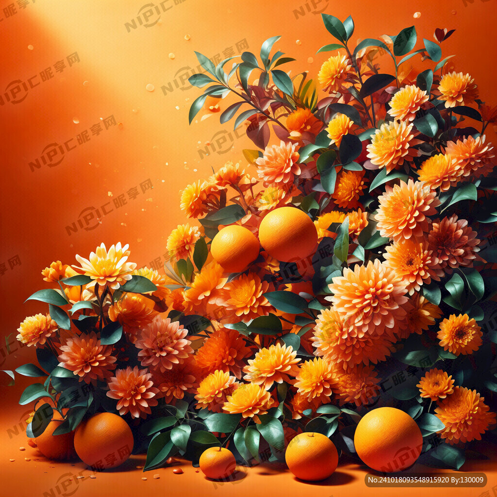 花在外  橙子在里   铺满
