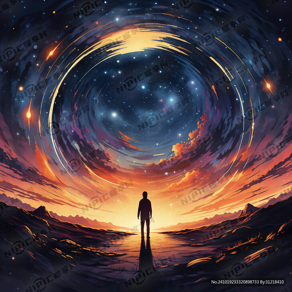 圆型闭环 星星 星空 火焰