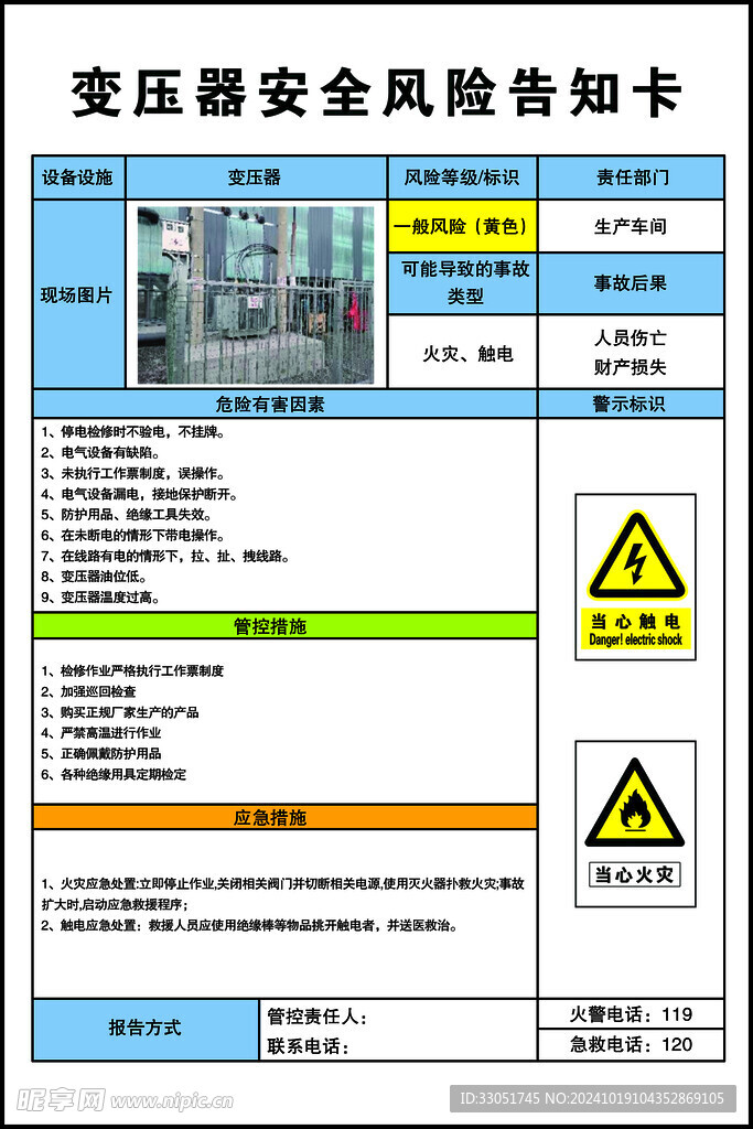 变压器安全风险告知卡