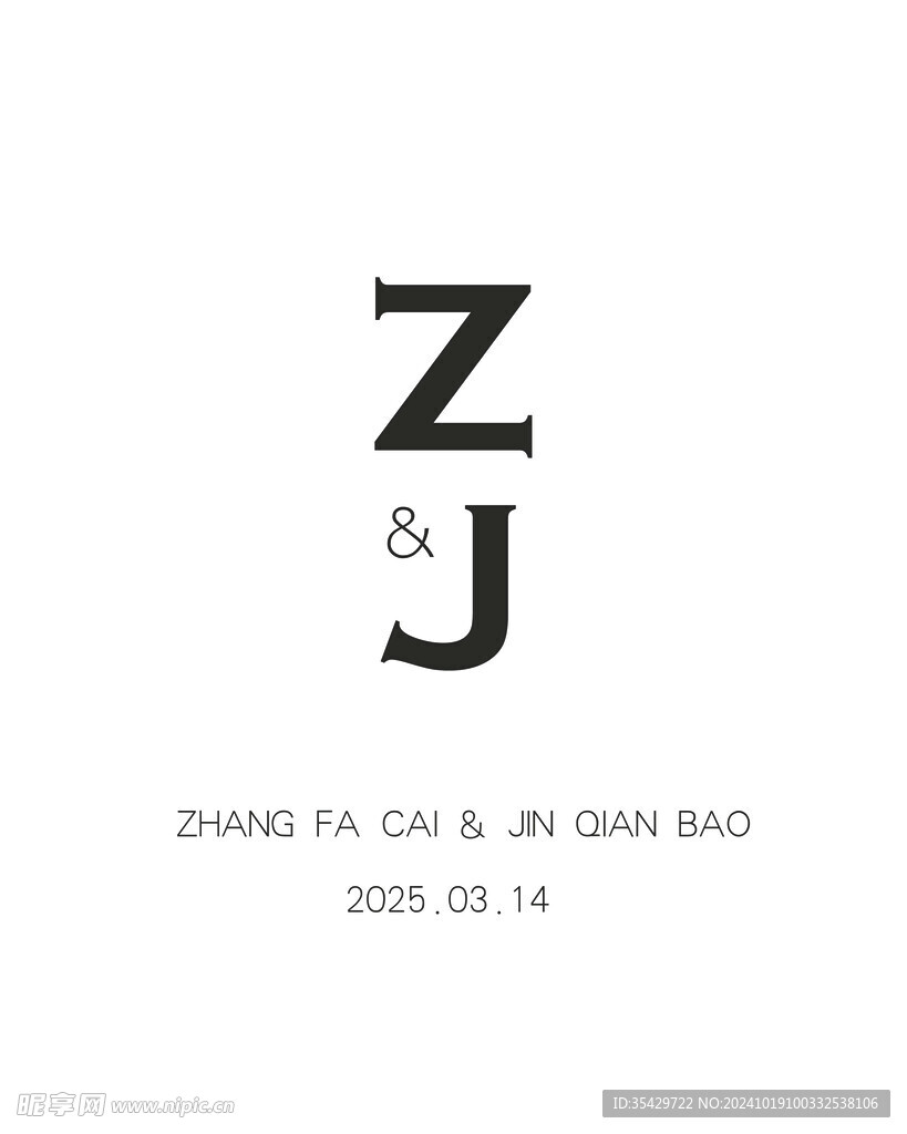 婚礼字母logoZJ