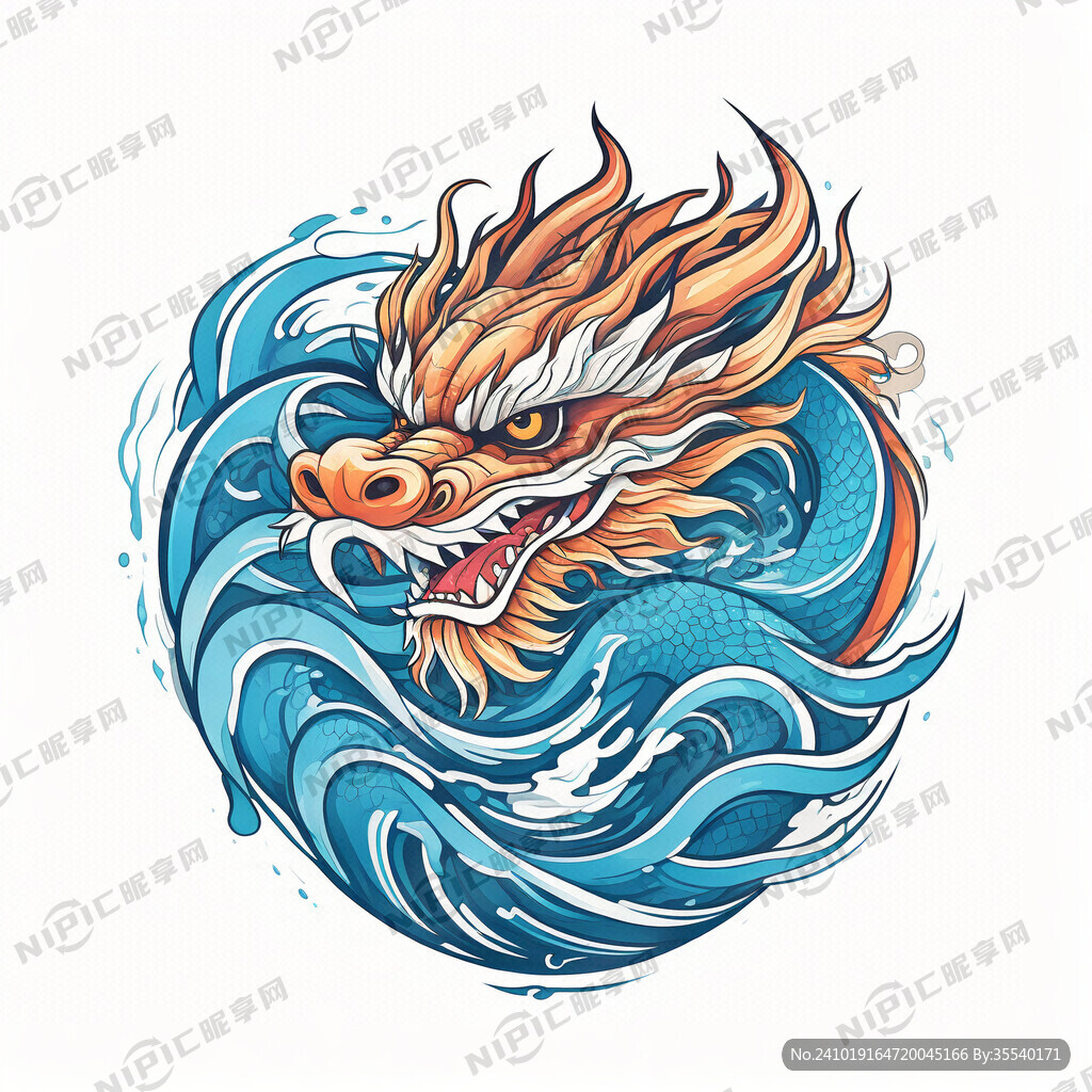 水 龙 标志 平面设计 抽象