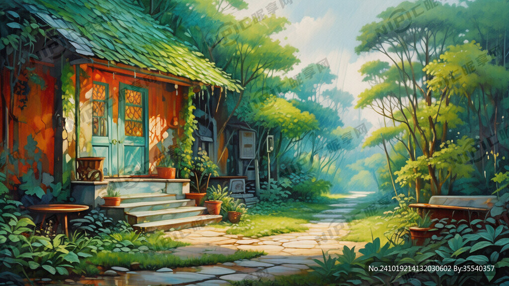 生态环保 薄荷绿色系 油画质地