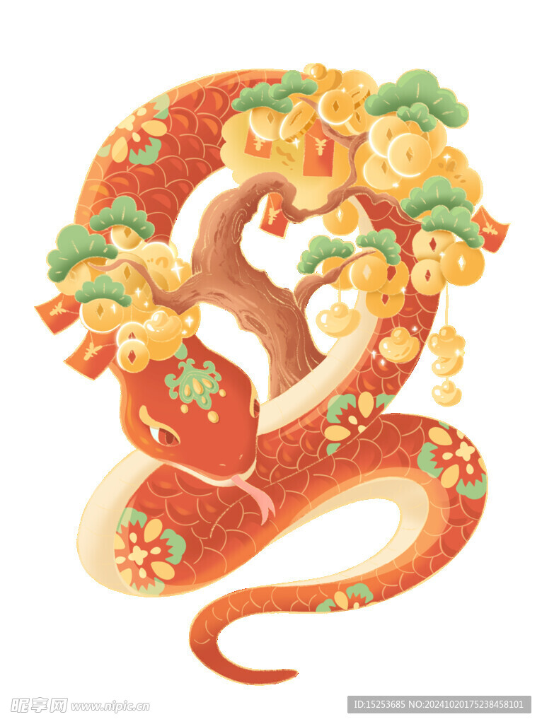 国潮风蛇身形象新年IP元素