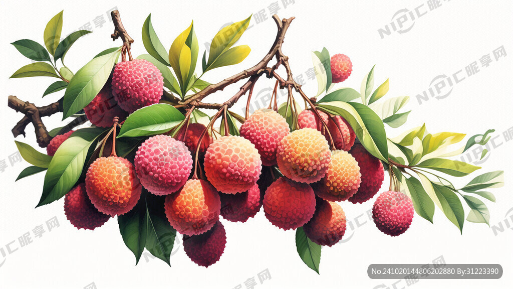 生动的荔枝挂画 桂味荔枝