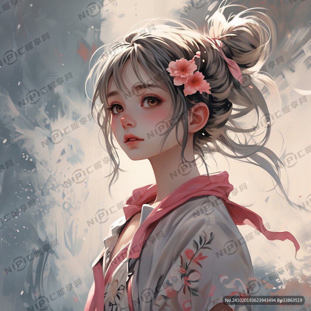 二次元少女 插画 手绘