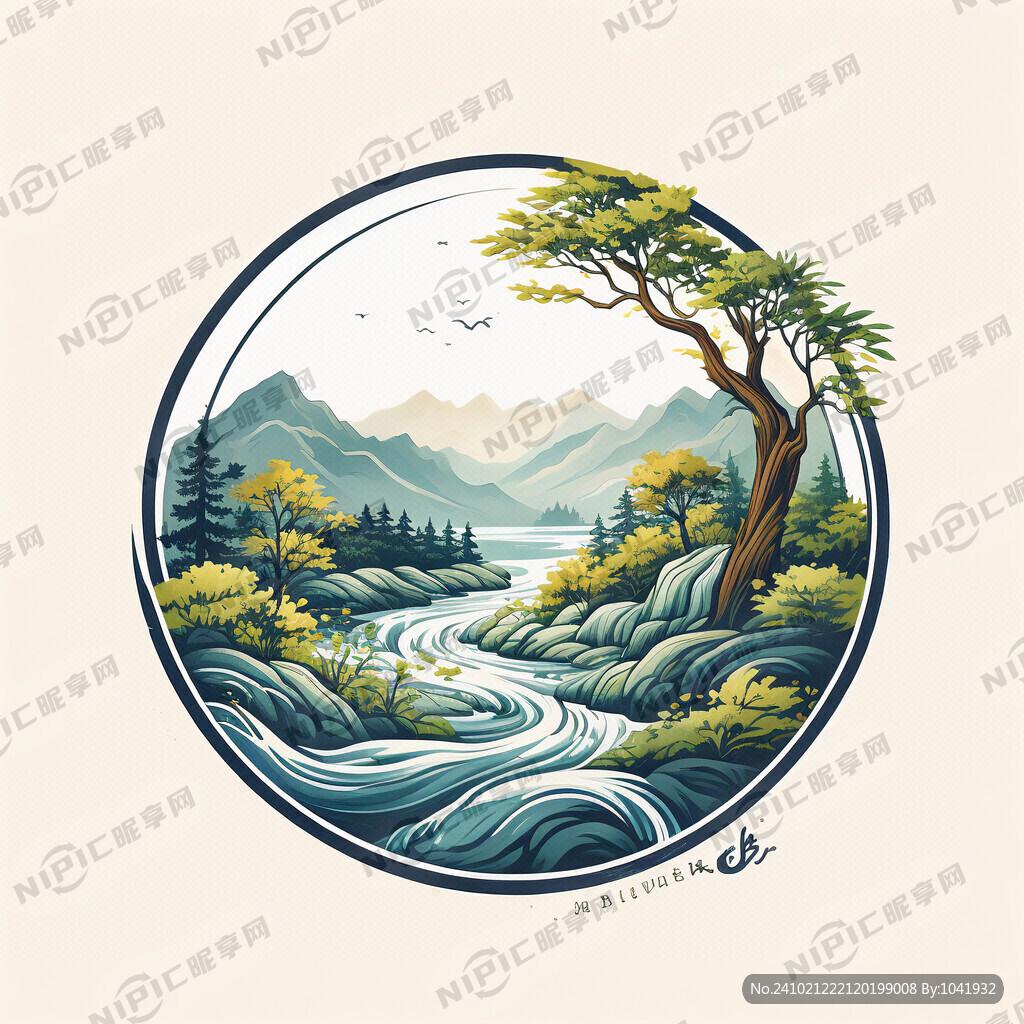 水林涧茶标志设计