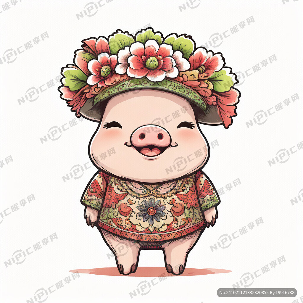 卡通猪 毛南族顶尖卡花帽