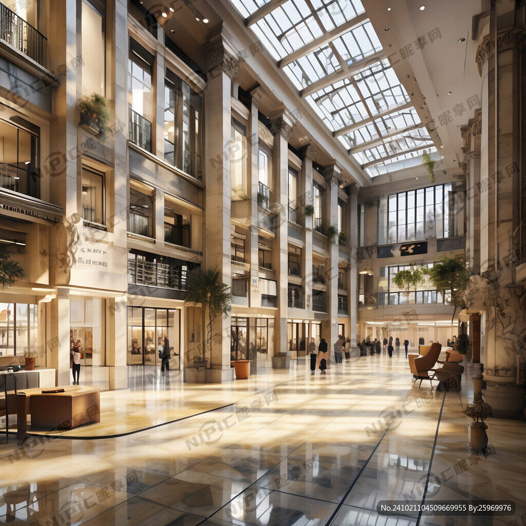 商场1楼大堂 明亮 偏米黄色