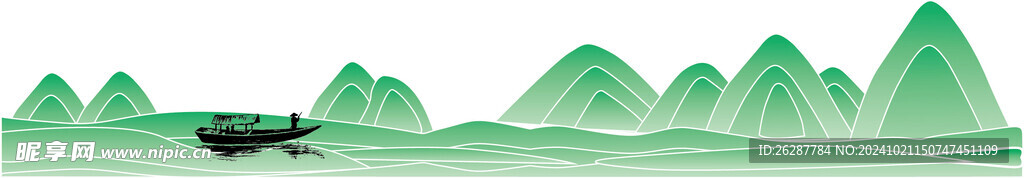 国潮风山水船