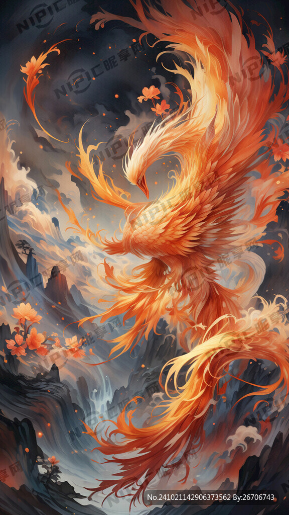 凤凰与花 突出花主题 明亮