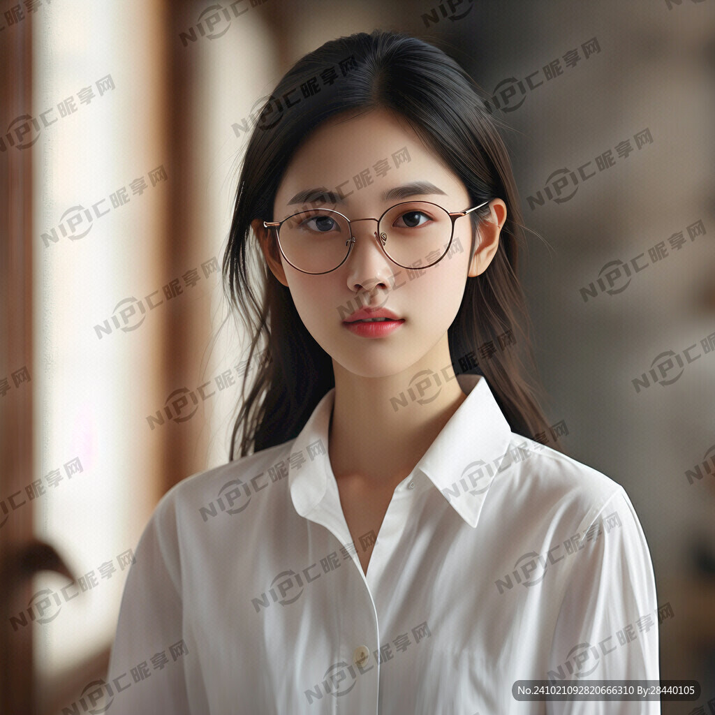 少女 白色衬衣 旅游 戴眼镜