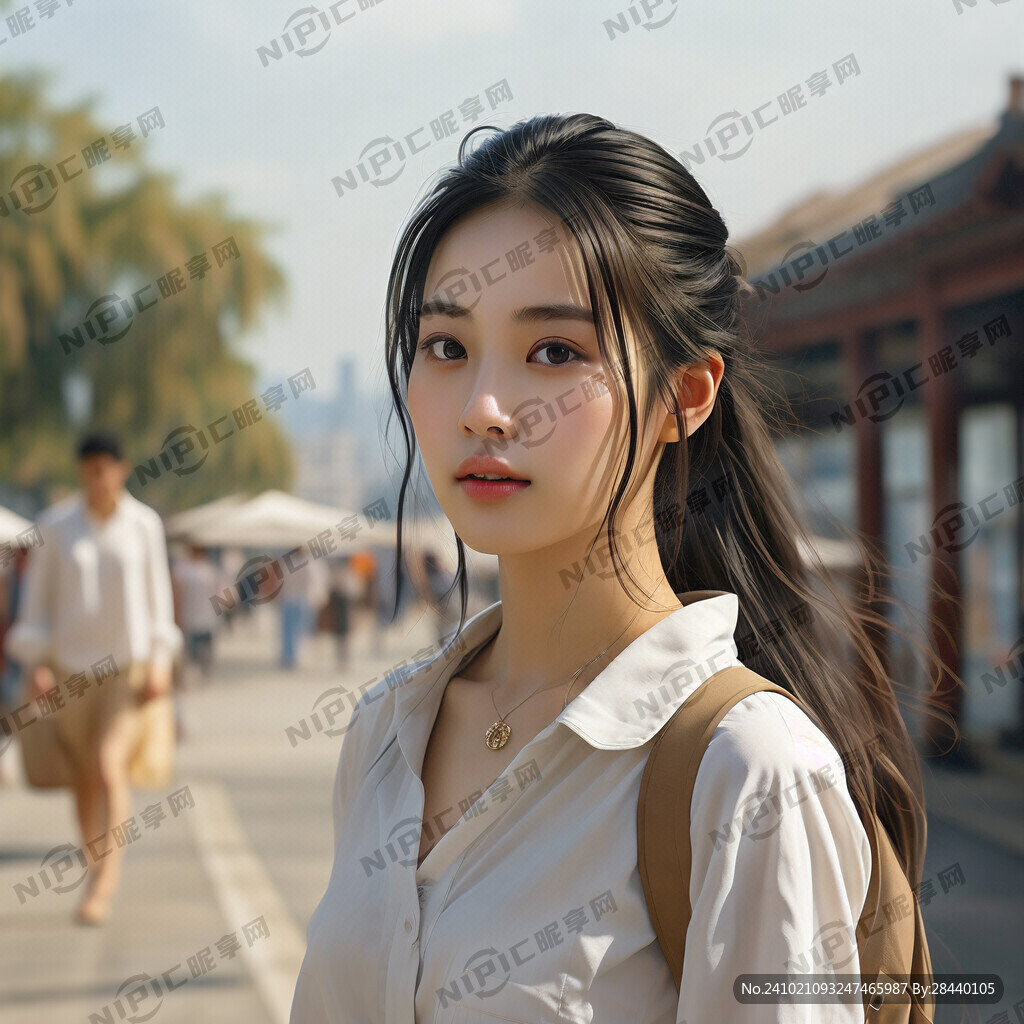 少女 白色衬衣 旅游 自然