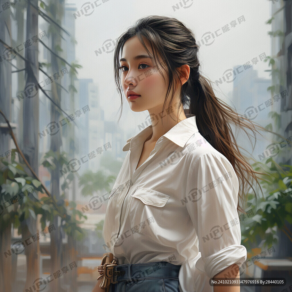 一个少女 白色衬衣 旅游 自然