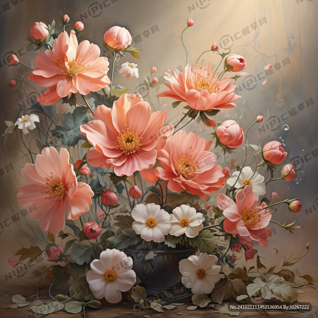 法式花朵 油画 幸福花开