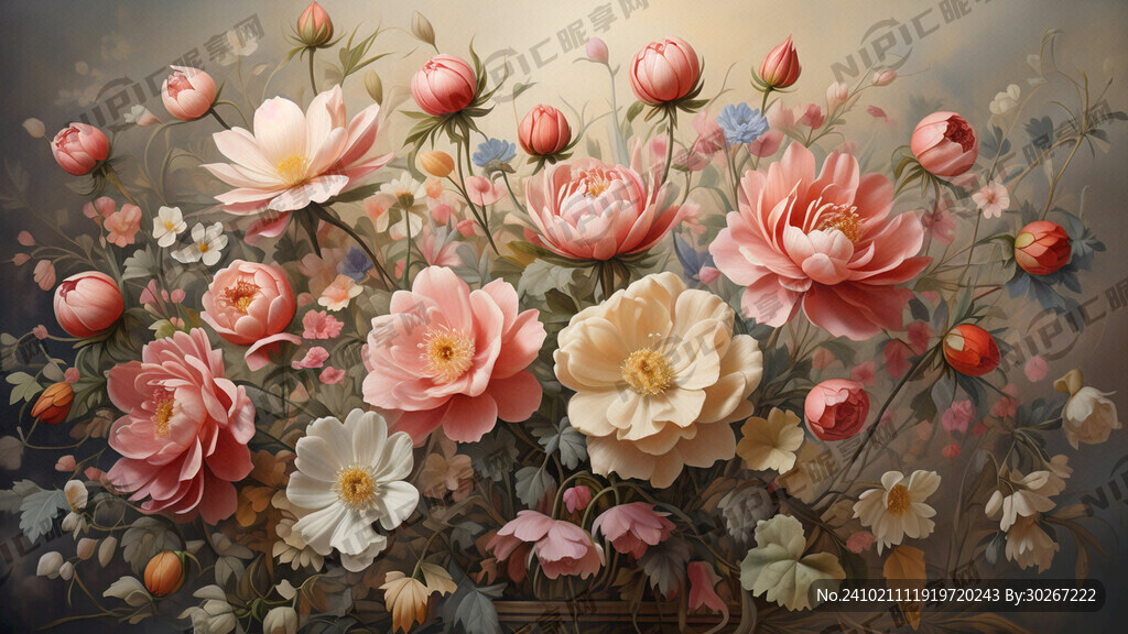 法式花朵 油画 花开胜意