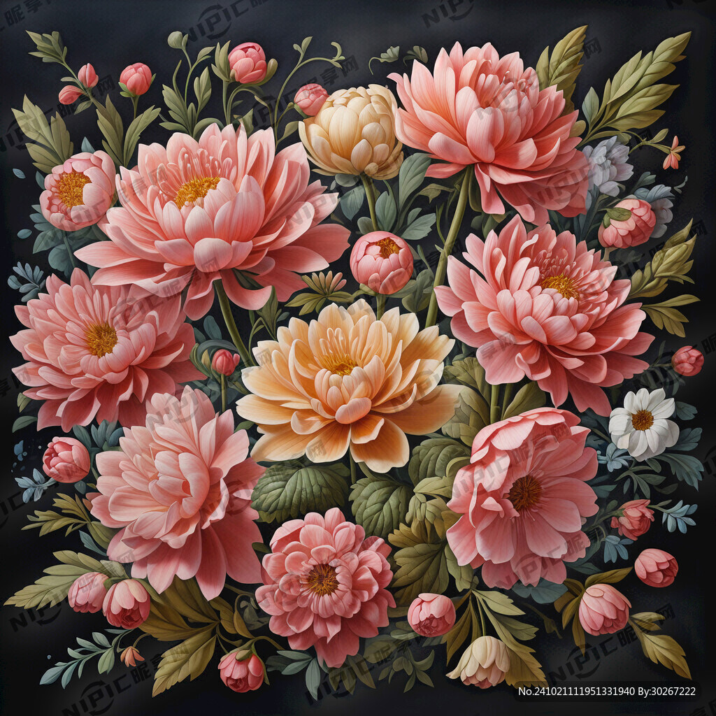 法式花朵 油画 花开胜意