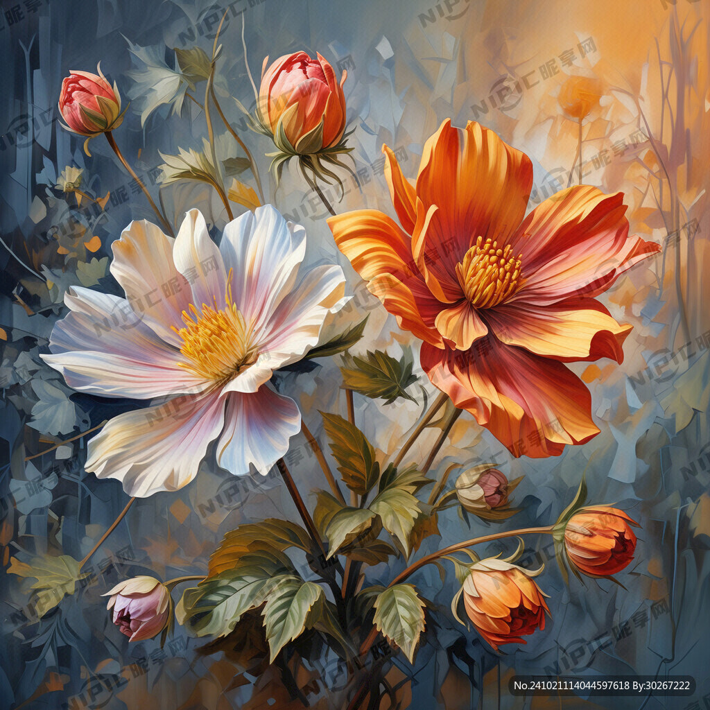 法式花朵 油画 花开胜意