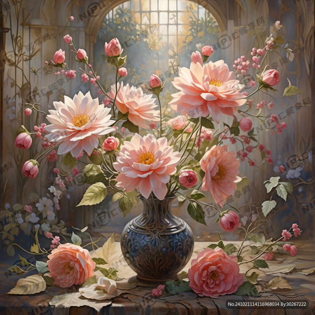 法式花朵 油画 花开胜意