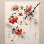 法式油画， 柿柿如意