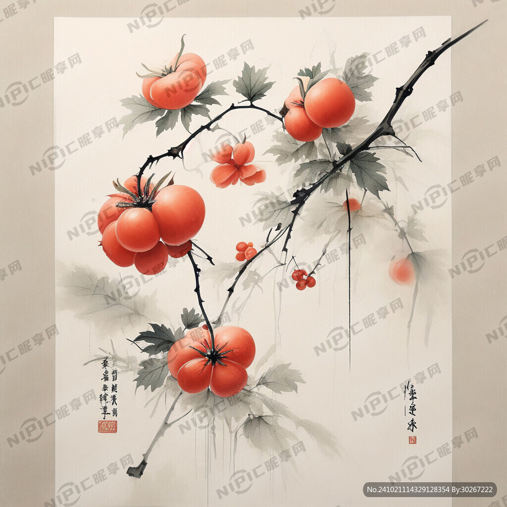 法式油画  柿柿如意