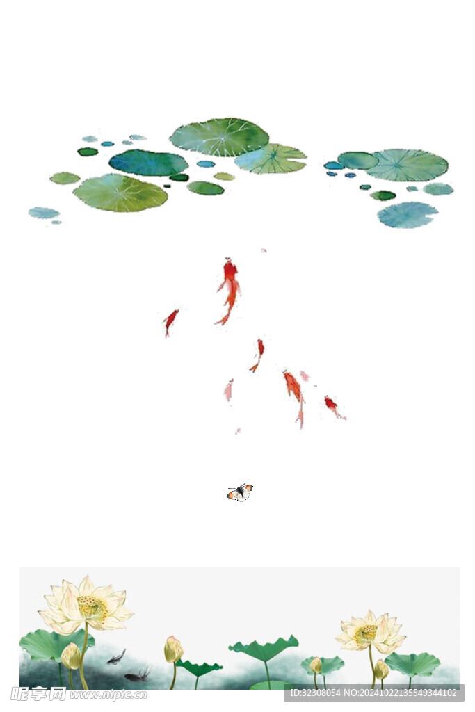 免扣荷花素材  