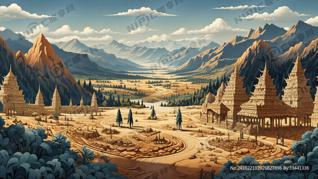 少数民族 风景 五谷杂粮 插画