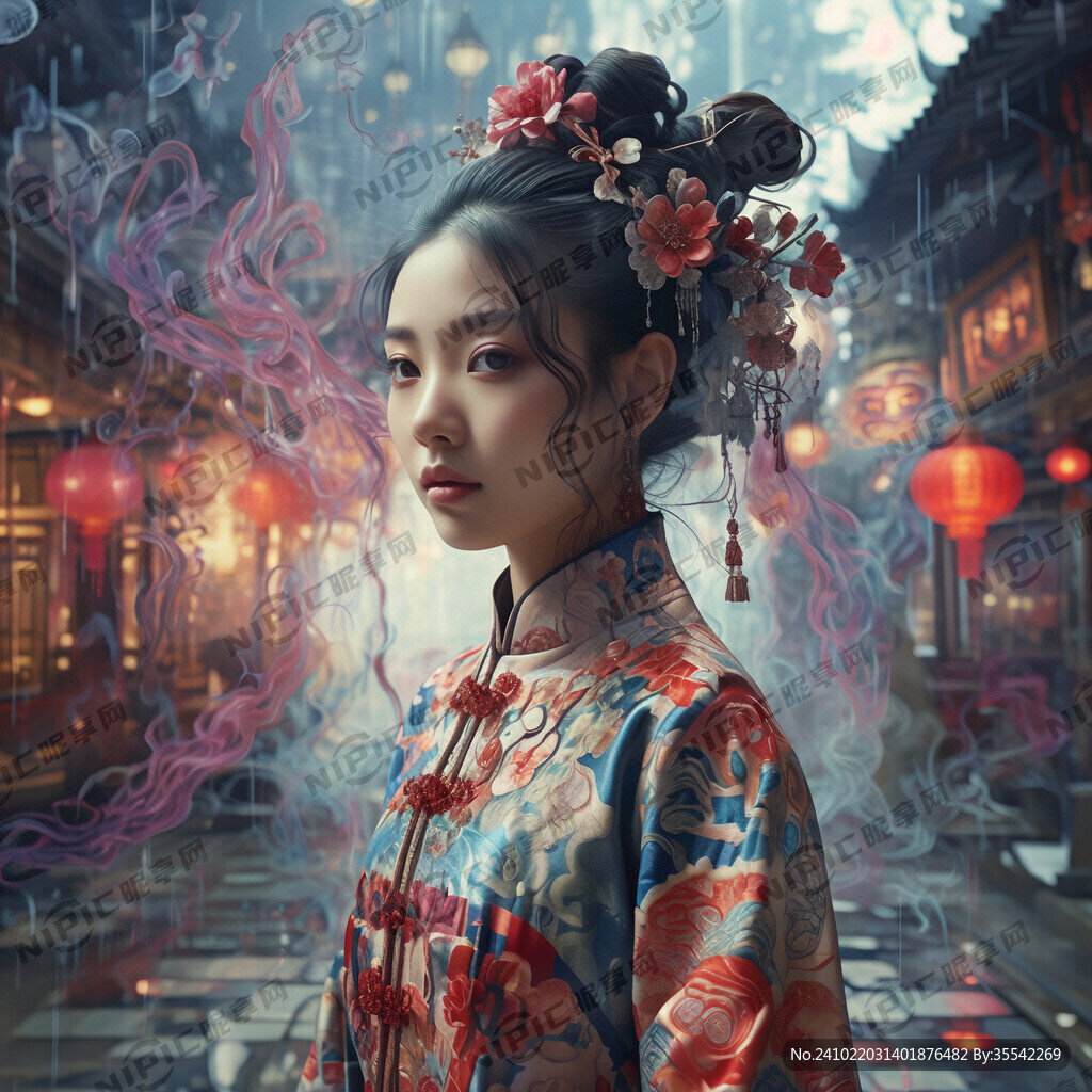 迷幻梦幻中的少女迎面走来