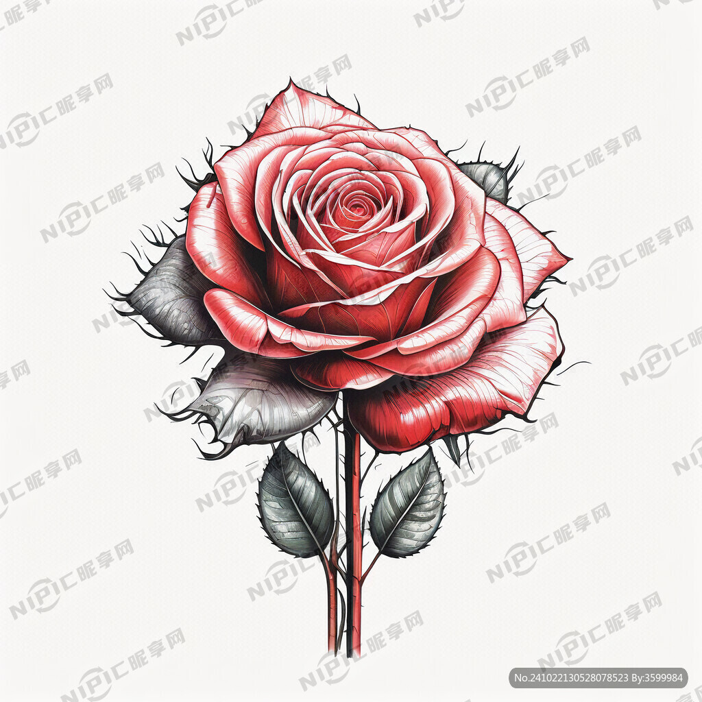 玫瑰花线稿 抽象一点